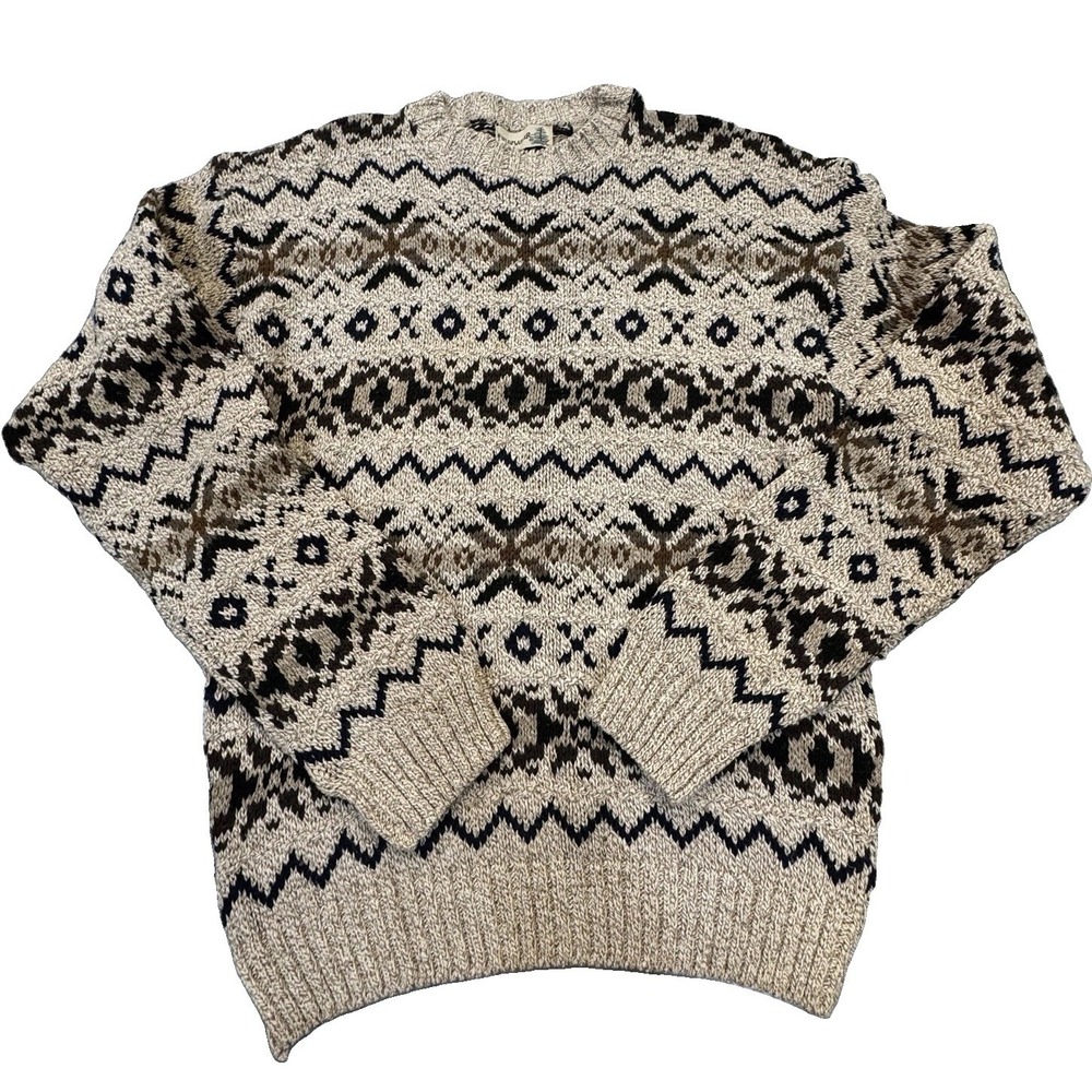 VTG Field Master Fair Isle Knit Sweater Grandpa Nordic Sz Men's Medium 90s USA